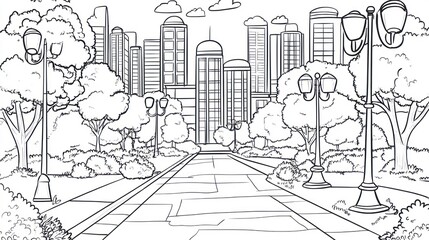 Obraz premium City park illustration