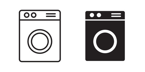 Washing machine icon .Vector illustration with stroke and fill on a white background.