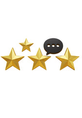 Golden Stars Rating And Speech Bubble Isolated Illustration With Transparent Background