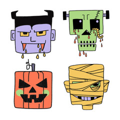 Happy Halloween day hand drawn vector illustration of an abstract background