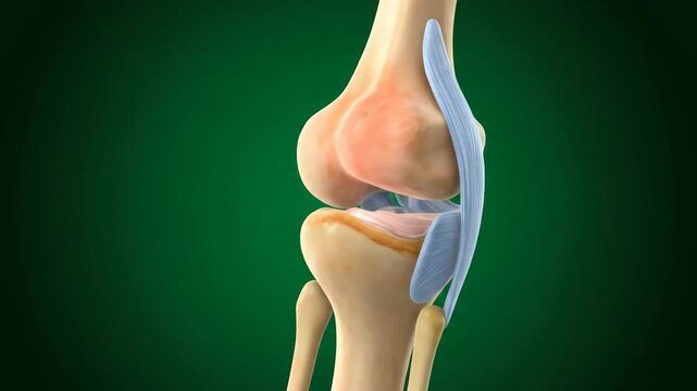 Detailed 3D Illustration of a Human Knee Joint