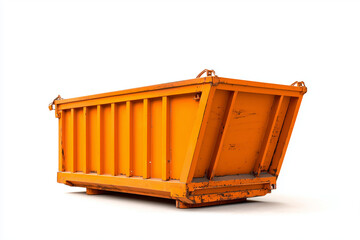 Large garbage container filled with trash bags and waste materials, isolated on white background, Trash dumpster on white.