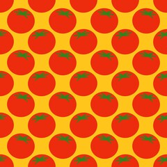 Seamless Tomato Pattern on Orange Background