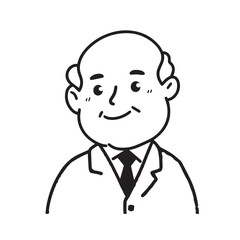 Old man with formal suit black and white vector illustration for classic portrait artwork design