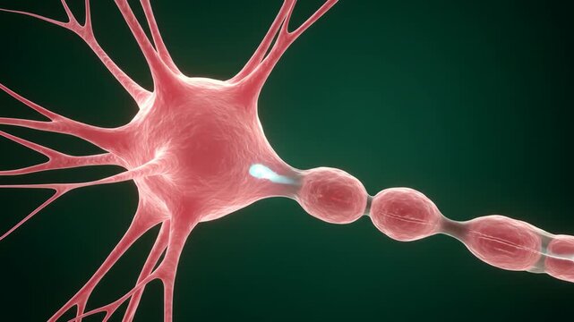 Neuron cell illustration, showing the anatomy of the brain