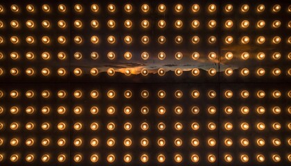 Warm lights,  grid pattern, sunset reflection