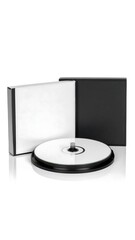 A blank disc and its protective cases, showcasing a simple, clean design.
