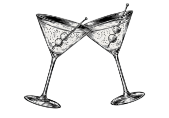 Illustration Of Two Cocktails Clinking With Olives Transparent Background