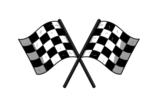Illustration Of Two Crossed Checkered Flags On A Black Background Isolated