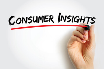 Consumer insights - interpretation of trends in human behaviors which aims to increase the effectiveness of a product or service for the consumer, text concept for presentations and reports