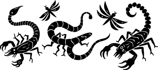Tribal Scorpion and Winged Creature Tattoo Design"