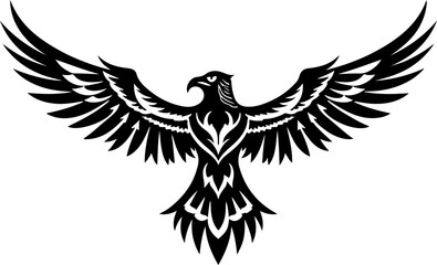 Obraz premium Tribal Eagle Silhouette with Outstretched Wings