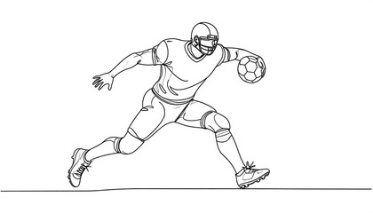 Fototapeta premium A dynamic line art depiction of a football player in motion, showcasing athleticism and focus.