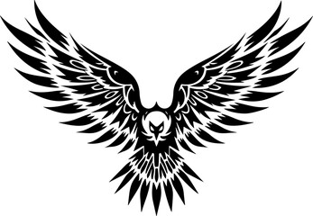 Fototapeta premium Tribal Eagle Silhouette with Outstretched Wings