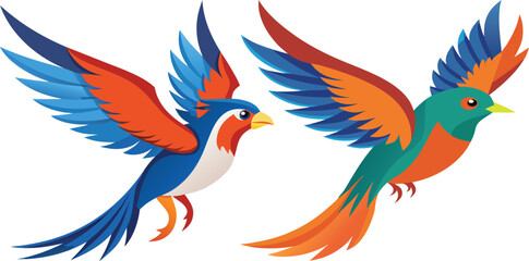 Obraz premium Vibrant Flying Birds Illustration