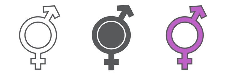 Transgender icon, lgbt and LGBTQ+, bisexual sign vector graphics, editable stroke linear icon, eps 10.
