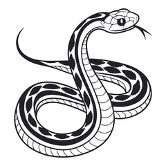 Fototapeta premium Coiled Snake Illustration with Tongue Out.