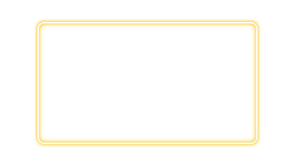 Yellow rectangular frame with neon glow. Neon effect yellow border. Neon glow yellow rectangle for picture or video frame. Vector illustration.