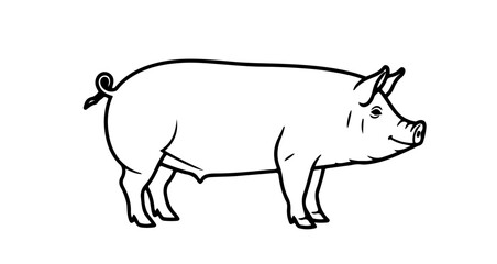 Fototapeta premium Illustration of a pig, a domestic animal raised for meat and other products