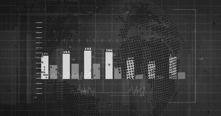 Displaying central bar chart in analytics dashboard, with value labels, gridlines, world map