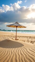 Fototapeta premium Beach umbrella on sandy shore (1)