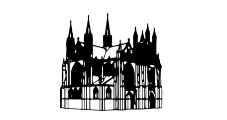 Fototapeta premium Hand drawn cathedral gothic architecture, church, or temple
