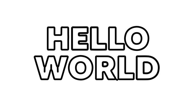 Hello world text message, a simple and classic greeting for beginners in programming