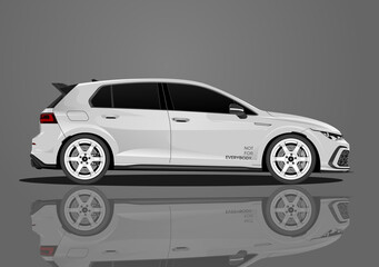 Fototapeta premium Sleek Automotive Vector Art Car Illustration of a White Hatchback - Car Drawing, Vector Graphic