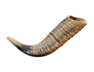 Rams horn isolated on transparent background, a traditional jewish ritual object