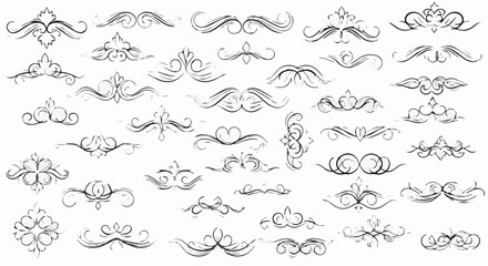 Collection of decorative swirls and flourishes for design elements