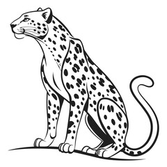 Majestic Leopard Sitting Vector Illustration.