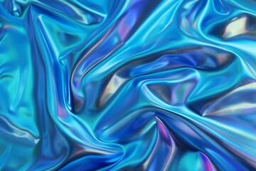 Obraz premium Iridescent Blue Fabric Waves Reflecting Light and Creating a Dazzling Effect