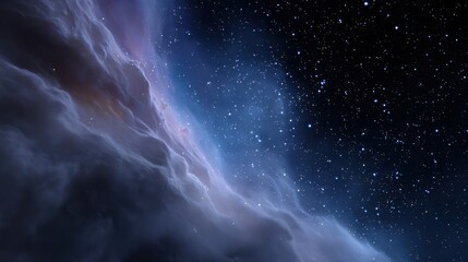 Space background, glowing nebula clouds, flat design