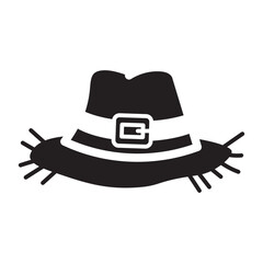 Minimalist Glyph icon of pilgrim hat