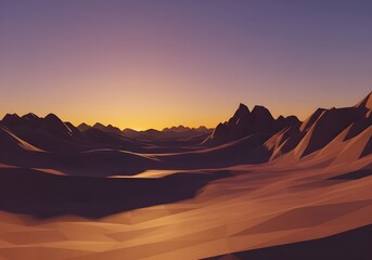 Fototapeta premium low poly desert landscape sunset stylized graphic