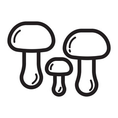Minimalist line icon of mushrooms