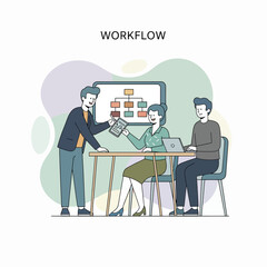 Flat Vector Illustration of Business Activities — Teamwork, Office Work, and Corporate People