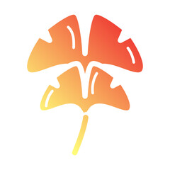 Minimalist Flat gradient icon of ginkgo leaf