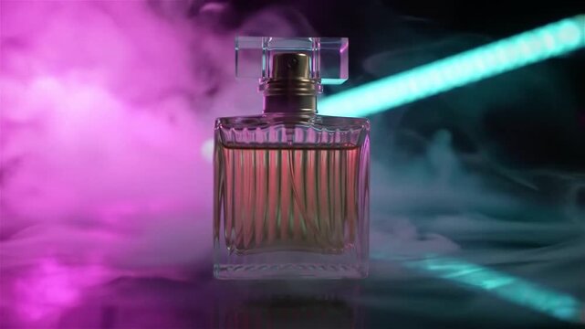 Ethereal Fragrance Bottle Captures the Essence of Luxury and Sophistication Amidst Mystical Hues
