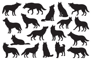 wolf silhouette designs black wolf posture clipart ai eps jpeg png vector for nature adventure projects