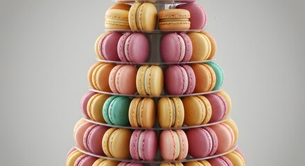Elegant French Macaron Tower with Assorted Colors and Flavors