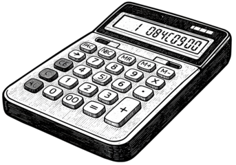Detailed Illustration Of A Calculator With Numerical Display Isolated Background