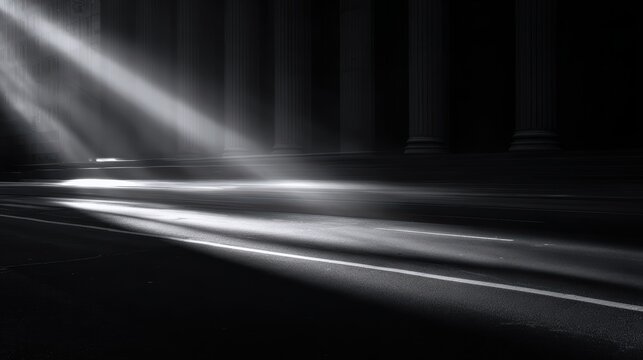 Fototapeta monochrome photo of urban streets with wind streaks and dramatic shadows