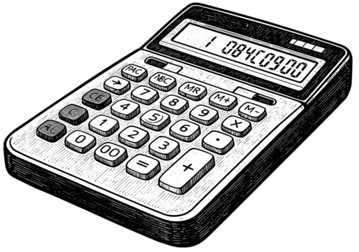 Detailed Illustration Of A Calculator With Numerical Display Isolated Background