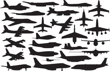 set of airplane silhouettes vector icons for air travel design and aviation projects ai eps jpeg png