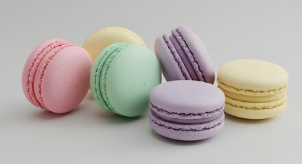 Obraz premium French Macarons Assortment: Delicious Sweet Pastries on a White Background