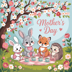 Happy Mother's Day backgrounds flat vector illustration