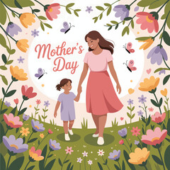 Happy Mother's Day backgrounds flat vector illustration