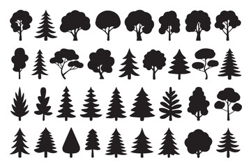 tree silhouette vector icons for nature graphics landscape ecological illustration and environmental design resources