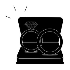 Icon for invitations wedding party married couples ring doodle vector illustrations line art simple